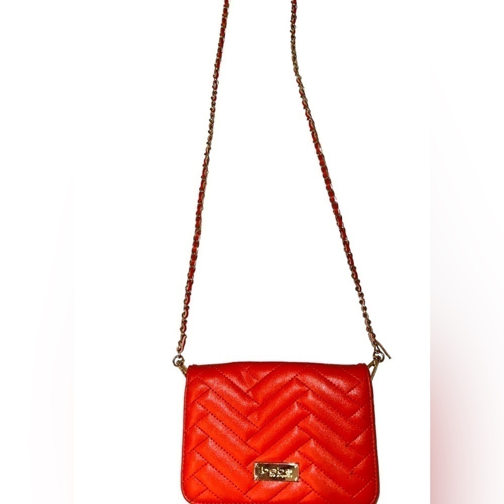 𝅺BEBE Fabiola Quilted Vegan Leather in Candy Apple (Deep Orange) Crossbody